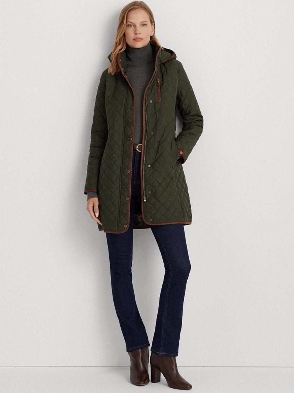 Ralph Lauren Women’s Hooded Quilted Coat - Dark Green - EUC!